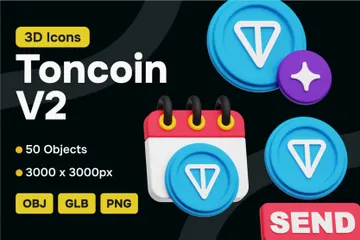 Toncoin V2 3D 3D Icon Pack