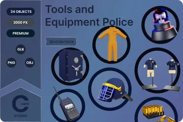 Tools And Police Equipment 3D Icon Pack