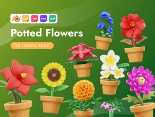 Topfblumen 3D Icon Pack