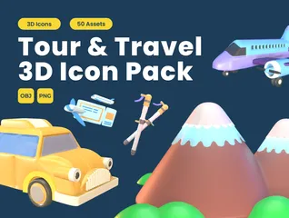 Tour And Travel 3D Icon Pack