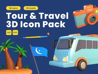 Tour And Travel 3D Icon Pack