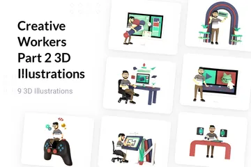 Trabajadores creativos parte 2 Paquete de Illustration 3D