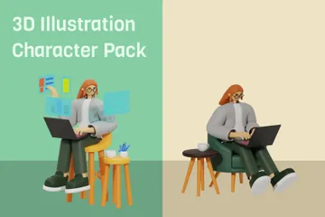 Trabaje desde cualquier lugar Paquete de Illustration 3D