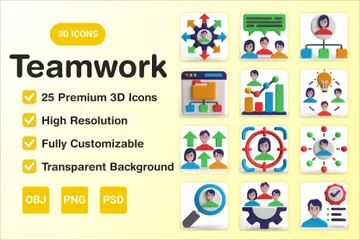 Trabajo en equipo Paquete de Icon 3D