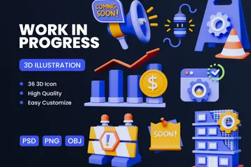 Trabajo en progreso Paquete de Icon 3D