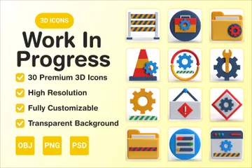 Trabajo en progreso Paquete de Icon 3D