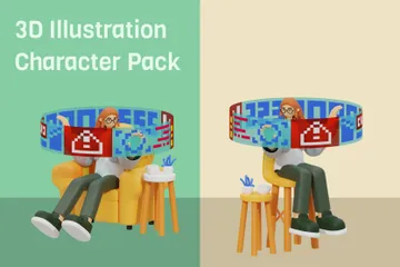 Trabajo futuro desde cualquier lugar Paquete de Illustration 3D