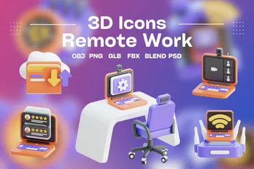 Trabajo remoto Paquete de Icon 3D