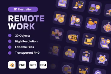 Trabajo remoto Paquete de Icon 3D