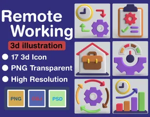 Trabajo remoto Paquete de Icon 3D