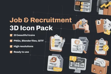 Trabajo y reclutamiento Paquete de Icon 3D