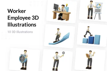 Trabalhador Empregado Pacote de Illustration 3D