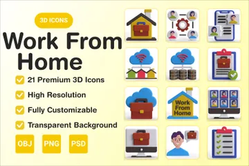 Trabalho a partir de casa Pacote de Icon 3D