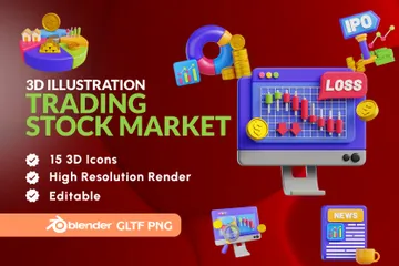 Trading & Stock Market 3D Icon Pack