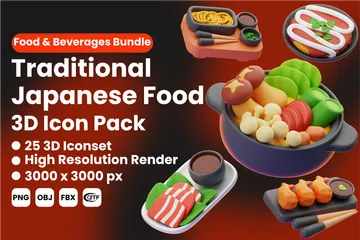 Traditional Japanese Food 3D Icon Pack