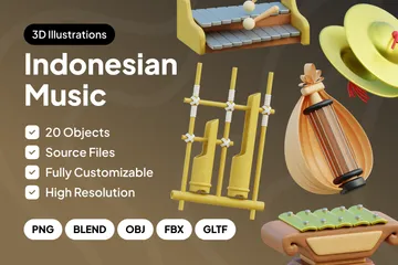 Traditionelle indonesische Musik 3D Icon Pack