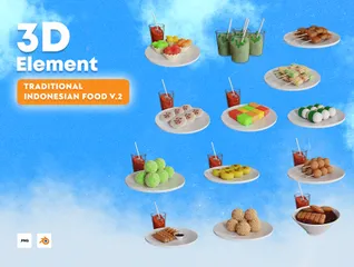 Traditionelles indonesisches Essen V.2 3D Icon Pack