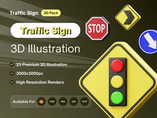 Traffic Sign 3D Icon Pack