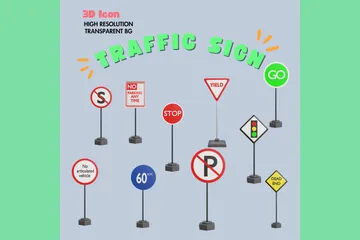 Traffic Sign 3D Icon Pack