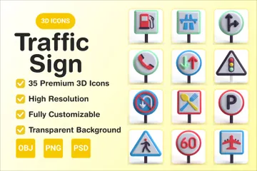 Traffic Sign 3D Icon Pack