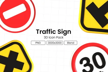 Traffic Sign 3D Icon Pack