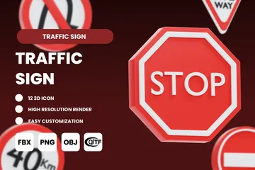 TRAFFIC SIGN 3D Icon Pack