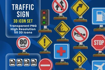 Traffic Sign 3D Icon Pack