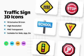 Traffic Sign 3D Icon Pack