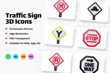 Traffic Sign 3D Icon Pack