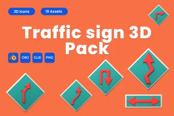 Traffic Sign 3D Icon Pack