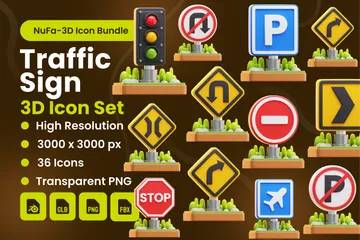 Traffic Sign 3D Icon Pack