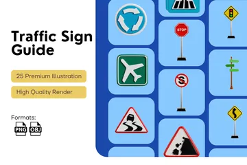 Traffic Sign Guide 3D Icon Pack