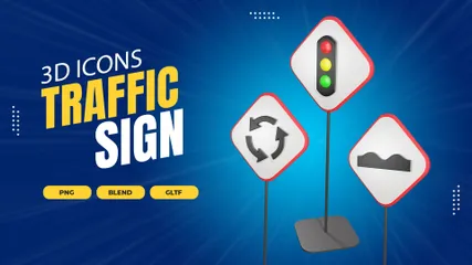 Traffic Signal Signs 3D Icon Pack