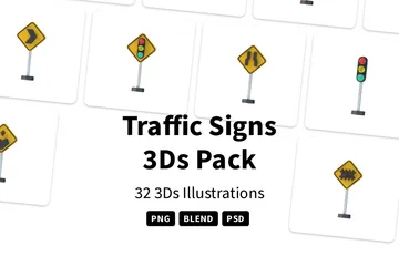 Traffic Signs 3D Icon Pack