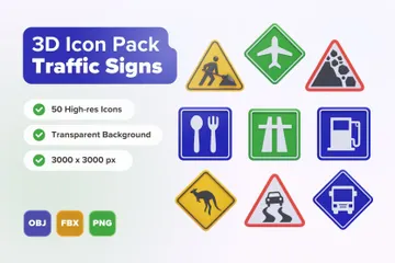 Traffic Signs 3D Icon Pack