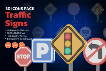 Traffic Signs 3D Icon Pack