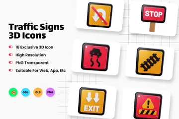 Traffic Signs 3D Icon Pack