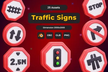 Traffic Signs 3D Icon Pack