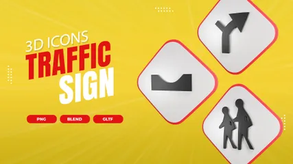 Traffic Singal Signs 3D Icon Pack