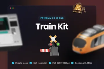 Train 3D Icon Pack