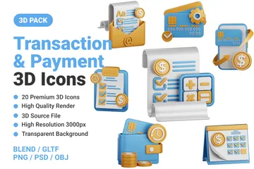 Transação e pagamento Pacote de Icon 3D