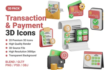 Transacción y pago Paquete de Icon 3D