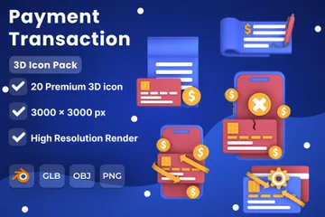 Transaction de paiement 3D Icon Pack