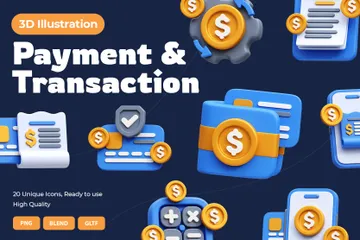 Transaction de paiement 3D Icon Pack