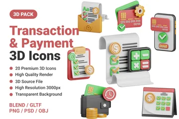 Transaction et paiement Pack 3D Icon