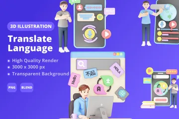 Translate Language 3D Illustration Pack