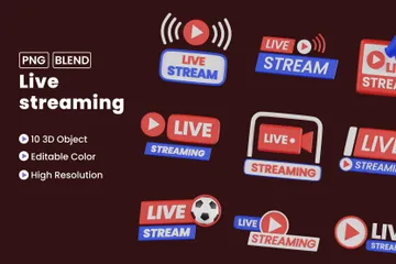 Transmisión en vivo 3D Icon Pack