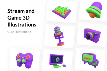 Transmitir y jugar Paquete de Illustration 3D