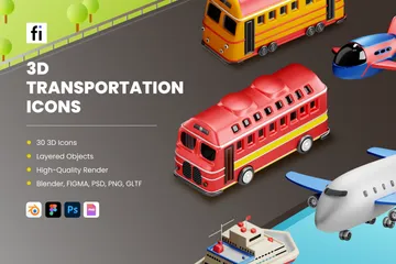 Transportation 3D Icon Pack