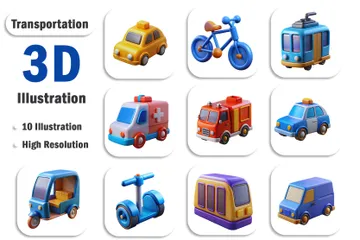 Transportation 3D Icon Pack